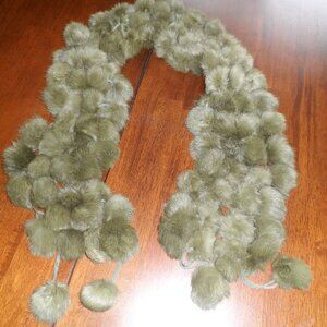 J. Crew Factory Green Pom-Pom Scarf